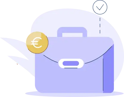 ilustración maleta negocios color azul