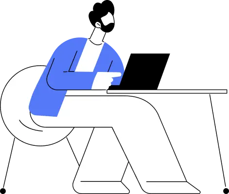 ilustración de un hombre trabajando con un portátil